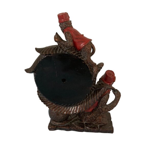 Vintage 1980s Capuchin Monkeys Mantle Quartz Battery Bellhop Clock - Picture 3 of 8